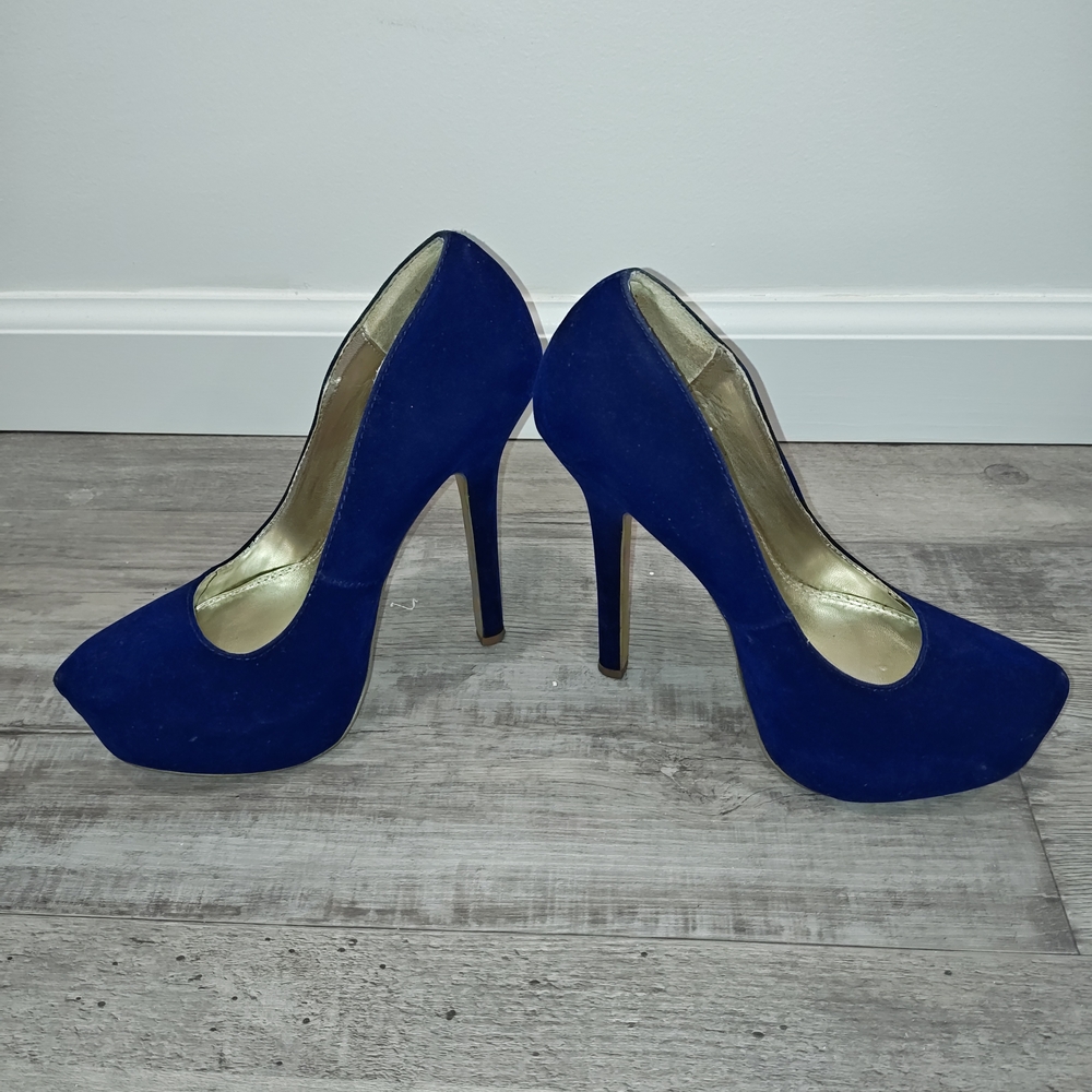 Elegant Suede Blue High Heels
